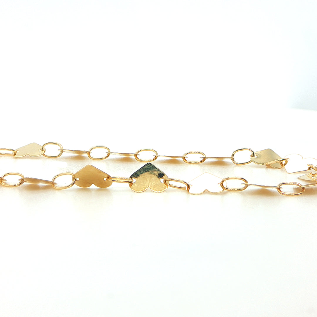 14K Yellow Gold Heart Link Bracelet