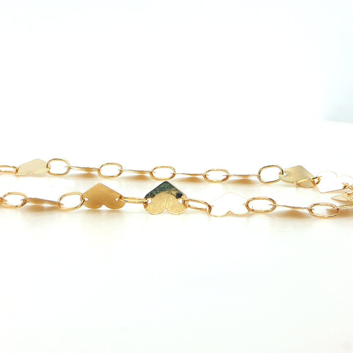14K Yellow Gold Heart Link Bracelet