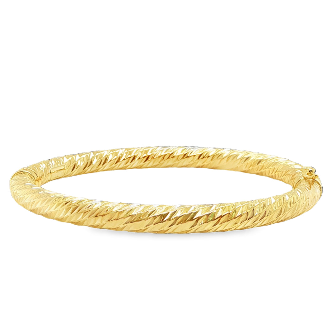 14K Yellow Gold Twisted Bangle Bracelet 6mm