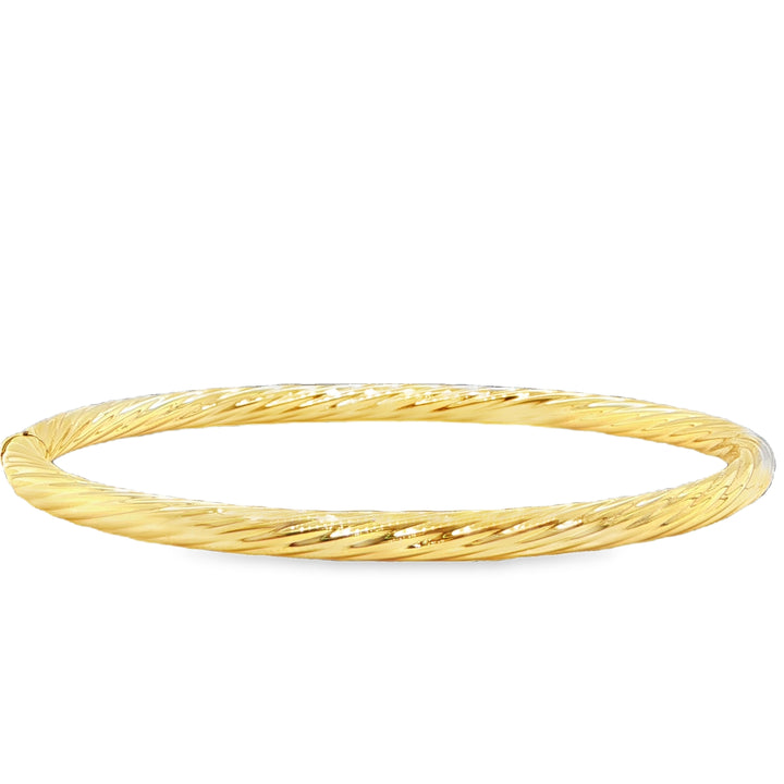 14K Yellow Gold Twisted Bangle Bracelet 3.8mm