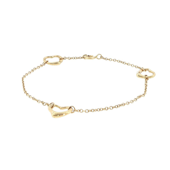 Tiffany & Co. Elsa Peretti 18K Yellow Gold Three Heart Station Bracelet
