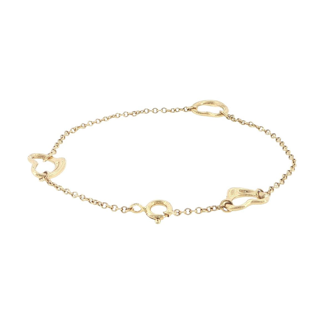 Tiffany & Co. Elsa Peretti 18K Yellow Gold Three Heart Station Bracelet