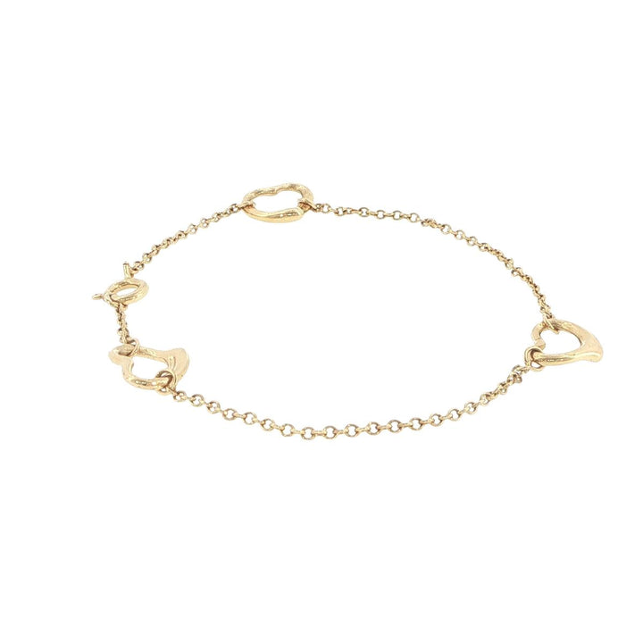 Tiffany & Co. Elsa Peretti 18K Yellow Gold Three Heart Station Bracelet