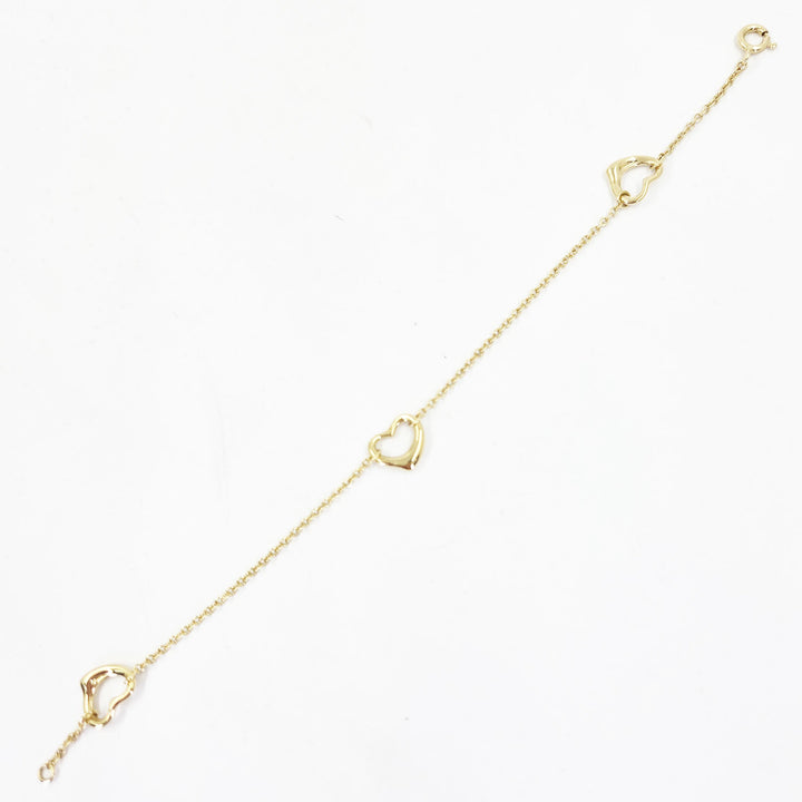 Tiffany & Co. Elsa Peretti 18K Yellow Gold Three Heart Station Bracelet