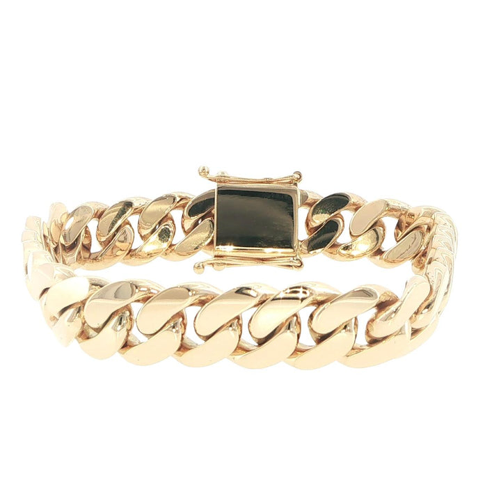 14K Yellow Gold 12mm Cuban Link Bracelet 8 Inches