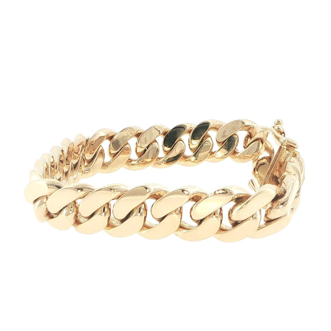 14K Yellow Gold 12mm Cuban Link Bracelet 8 Inches