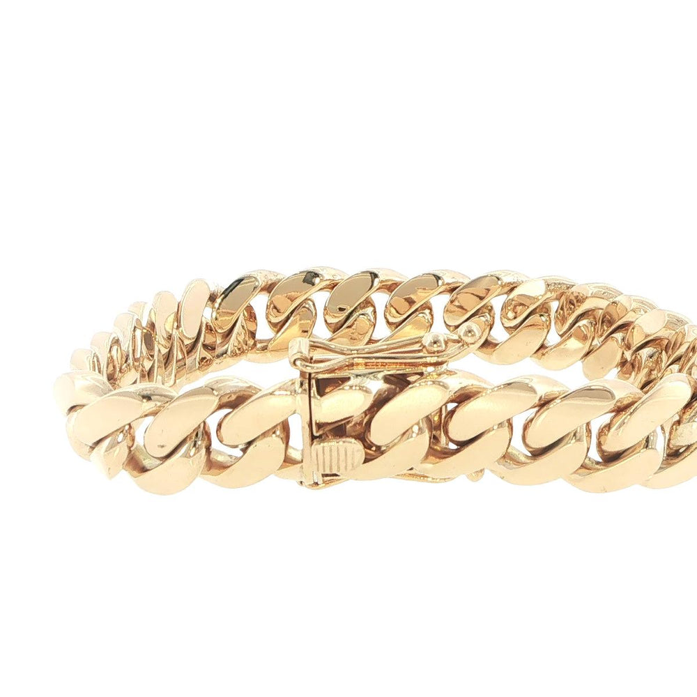 14K Yellow Gold 12mm Cuban Link Bracelet 8 Inches