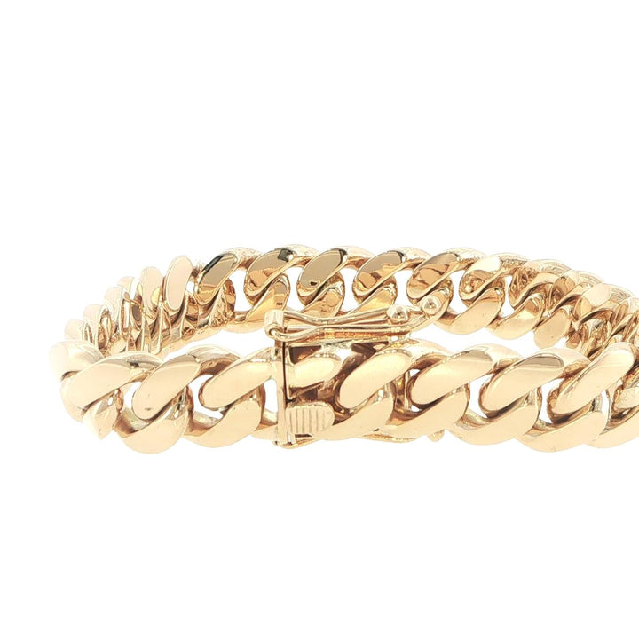 14K Yellow Gold 12mm Cuban Link Bracelet 8 Inches