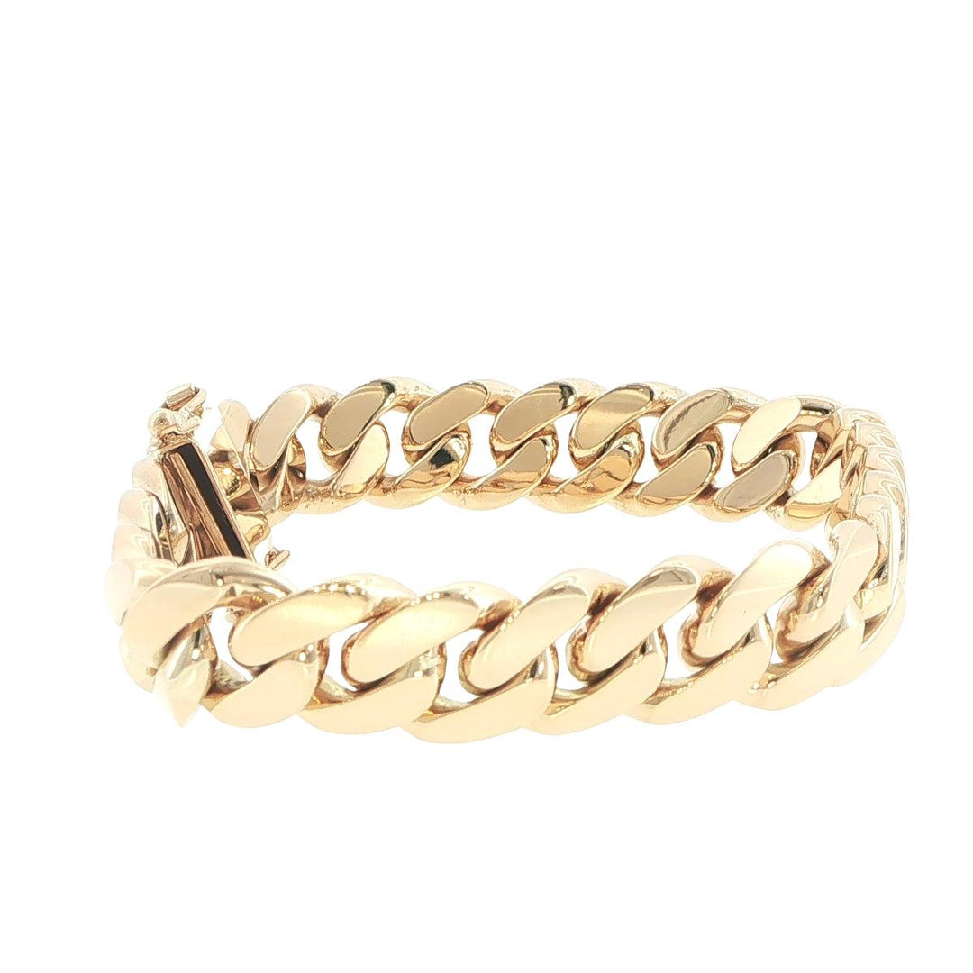 14K Yellow Gold 12mm Cuban Link Bracelet 8 Inches