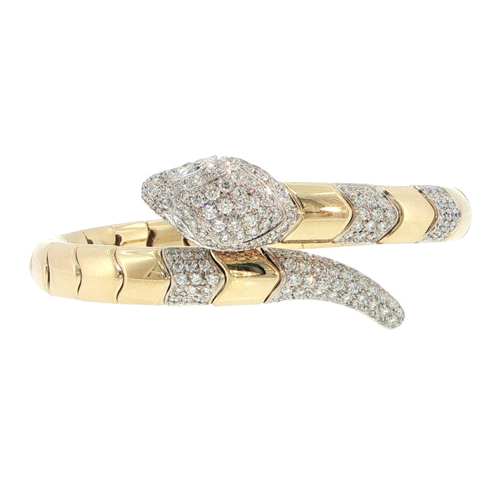 Leo Pizzo 18K Yellow Gold Diamond Snake Bracelet