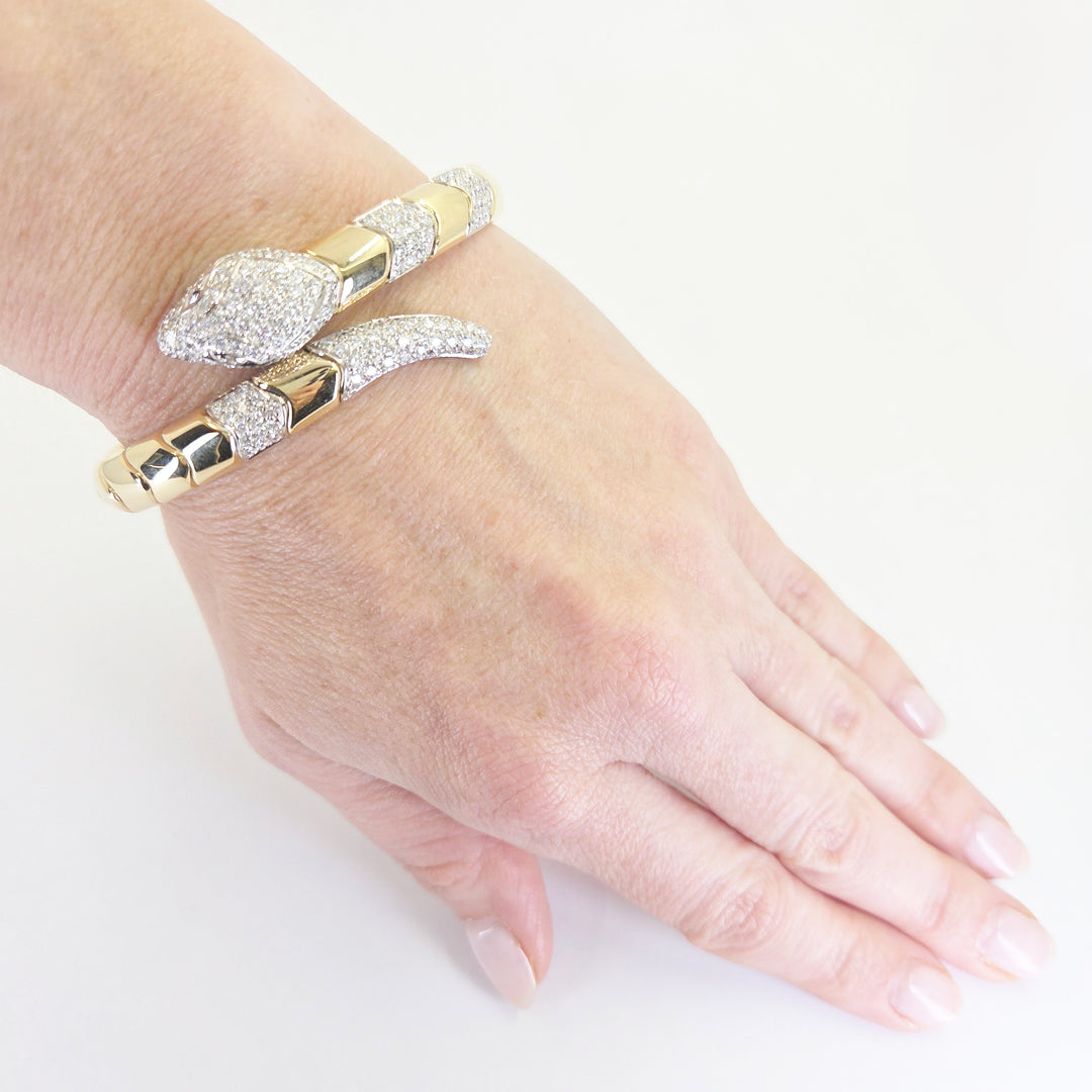 Leo Pizzo 18K Yellow Gold Diamond Snake Bracelet
