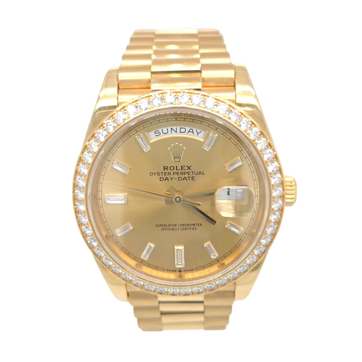 40mm Rolex Day-Date Factory Diamond Dial & Bezel