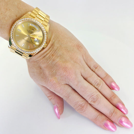 40mm Rolex Day-Date Factory Diamond Dial & Bezel