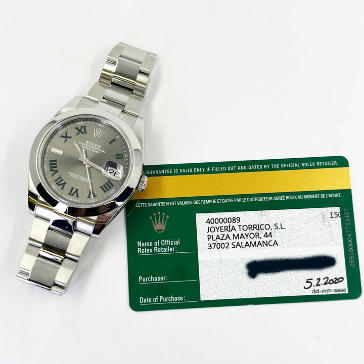 41mm Rolex Datejust Wimbledon Stainless Steel Automatic Watch