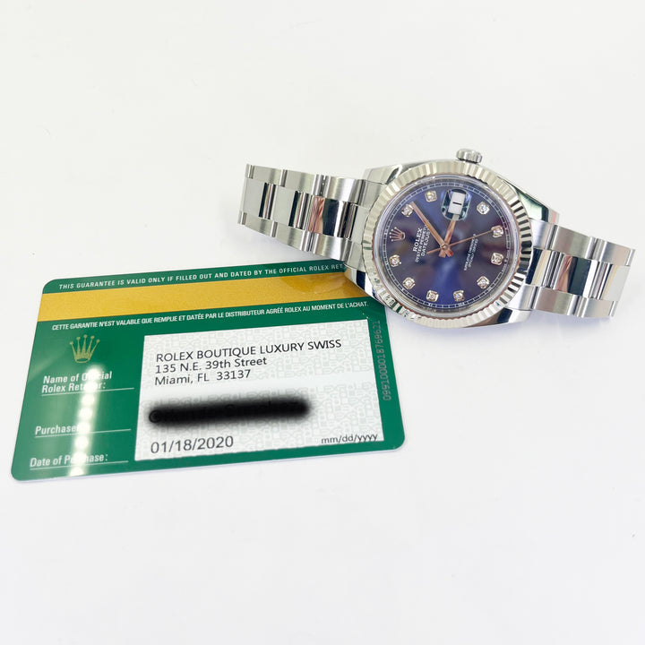 Rolex Datejust 41mm Steel & White Gold Blue Diamond Dial
