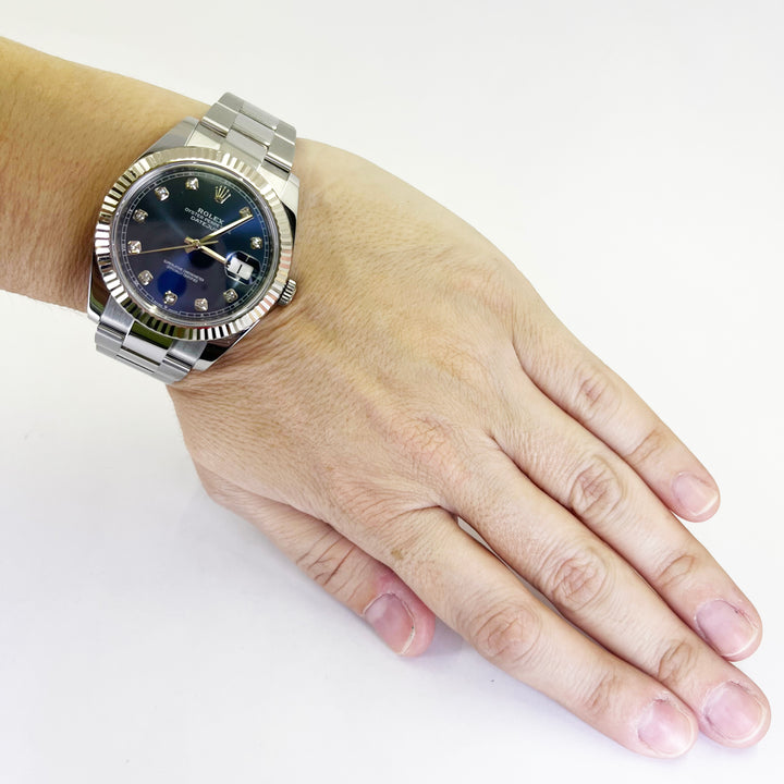 Rolex Datejust 41mm Steel & White Gold Blue Diamond Dial