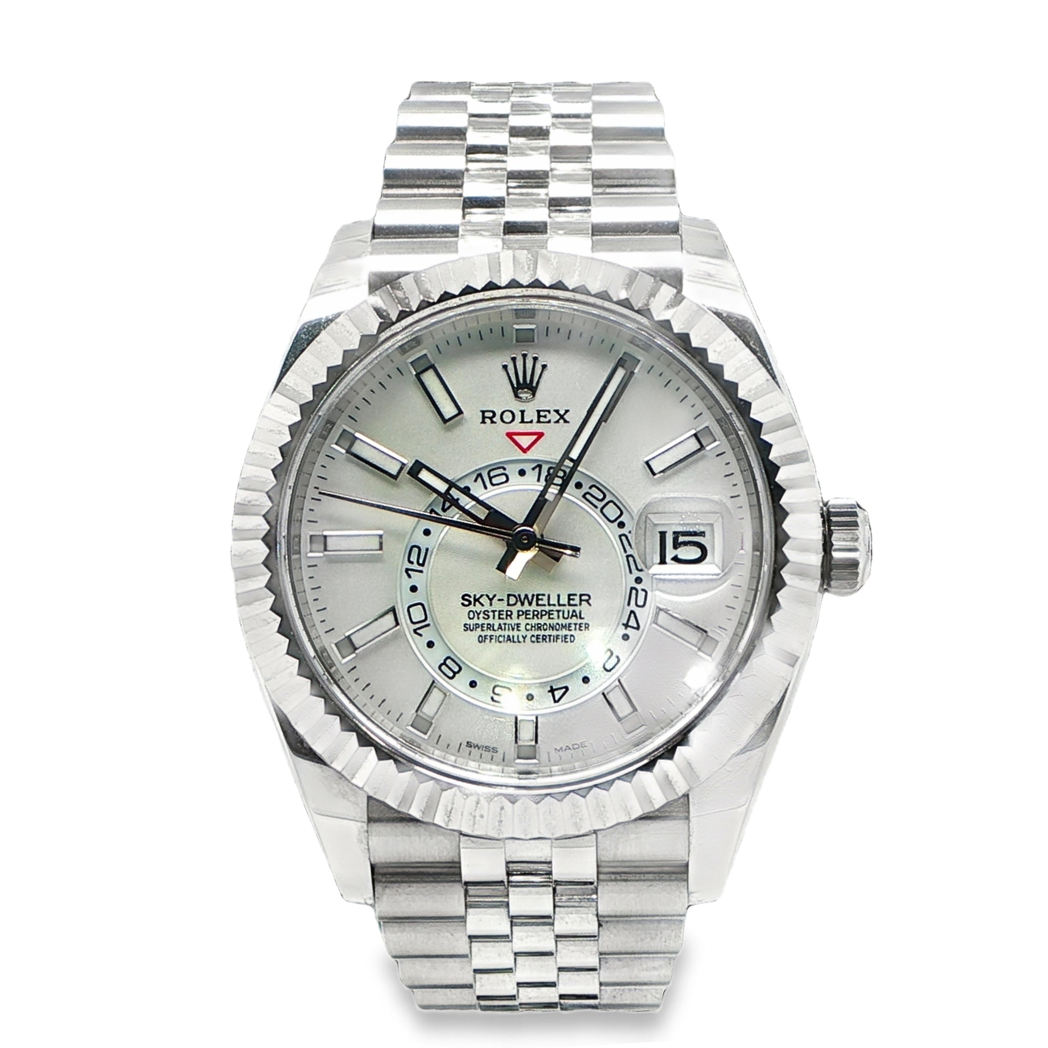 Rolex Sky-Dweller 42mm Steel White Gold 326934 White Dial Coral