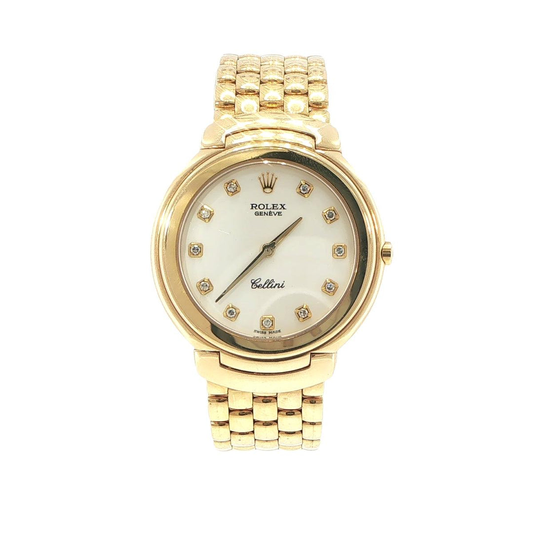 Rolex Cellini 37mm 18K Yellow Gold Quartz Watch Diamond Dial