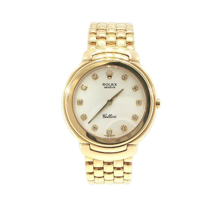 Rolex Cellini 37mm 18K Yellow Gold Quartz Watch Diamond Dial