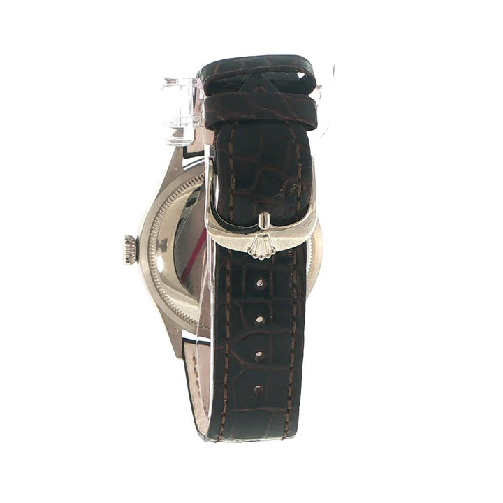 Rolex Cellini 50509 18K White Gold 39mm Alligator Strap Watch