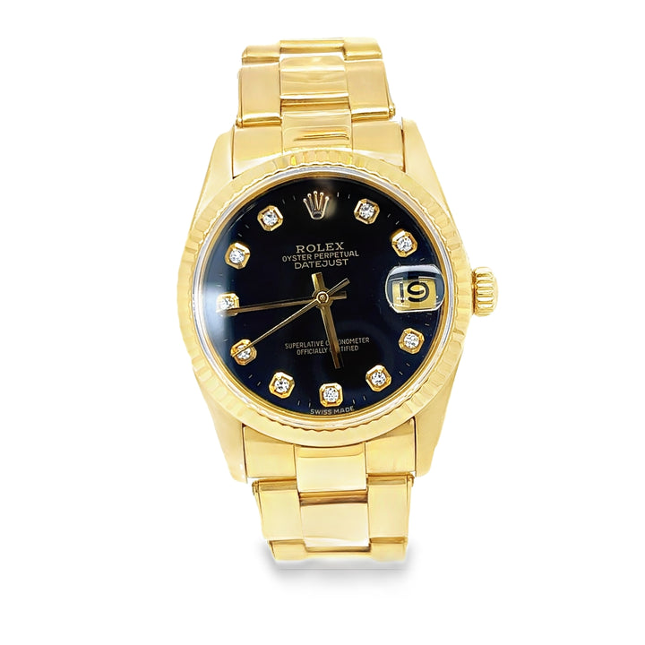 31mm Rolex Datejust Diamond Dial Fluted Bezel Oyster Bracelet