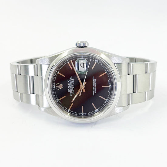 36mm Rolex Datejust – Black Stick Dial