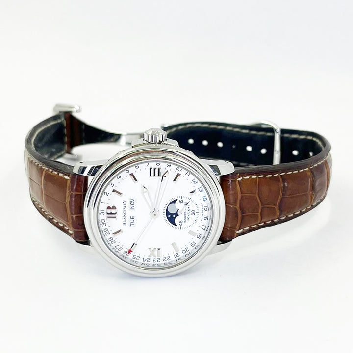 Blancpain Leman Moonphase 38mm Stainless Steel Triple Calendar Automatic Watch