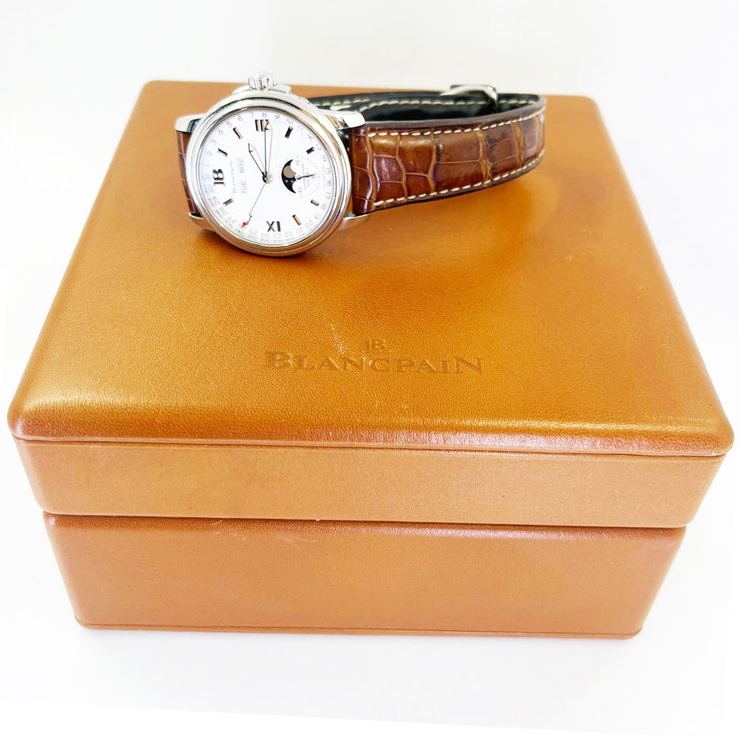 Blancpain Leman Moonphase 38mm Stainless Steel Triple Calendar Automatic Watch