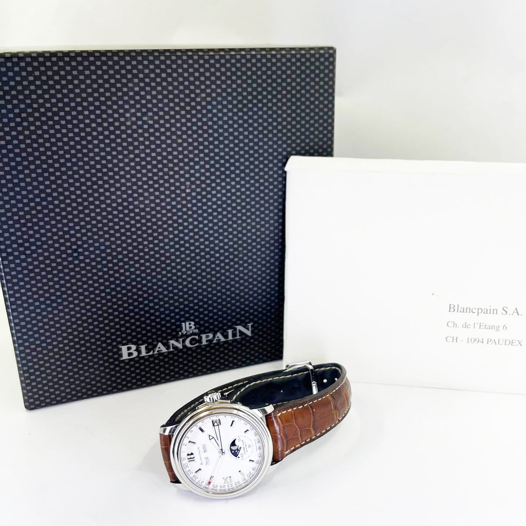 Blancpain Leman Moonphase 38mm Stainless Steel Triple Calendar Automatic Watch
