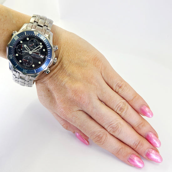 Omega Seamaster Chronograph Automatic Watch – Blue Wave Dial & Helium Escape Valve