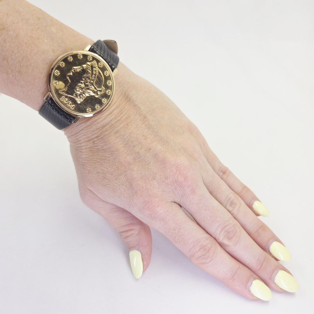 1904 $20 U.S. Gold Coin Bucherer Watch in 22K Yellow Gold Manual Wind