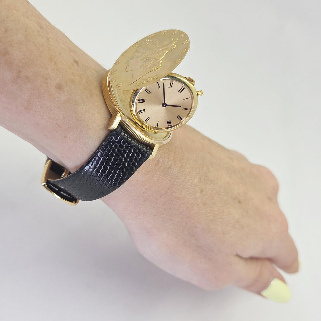 1904 $20 U.S. Gold Coin Bucherer Watch in 22K Yellow Gold Manual Wind
