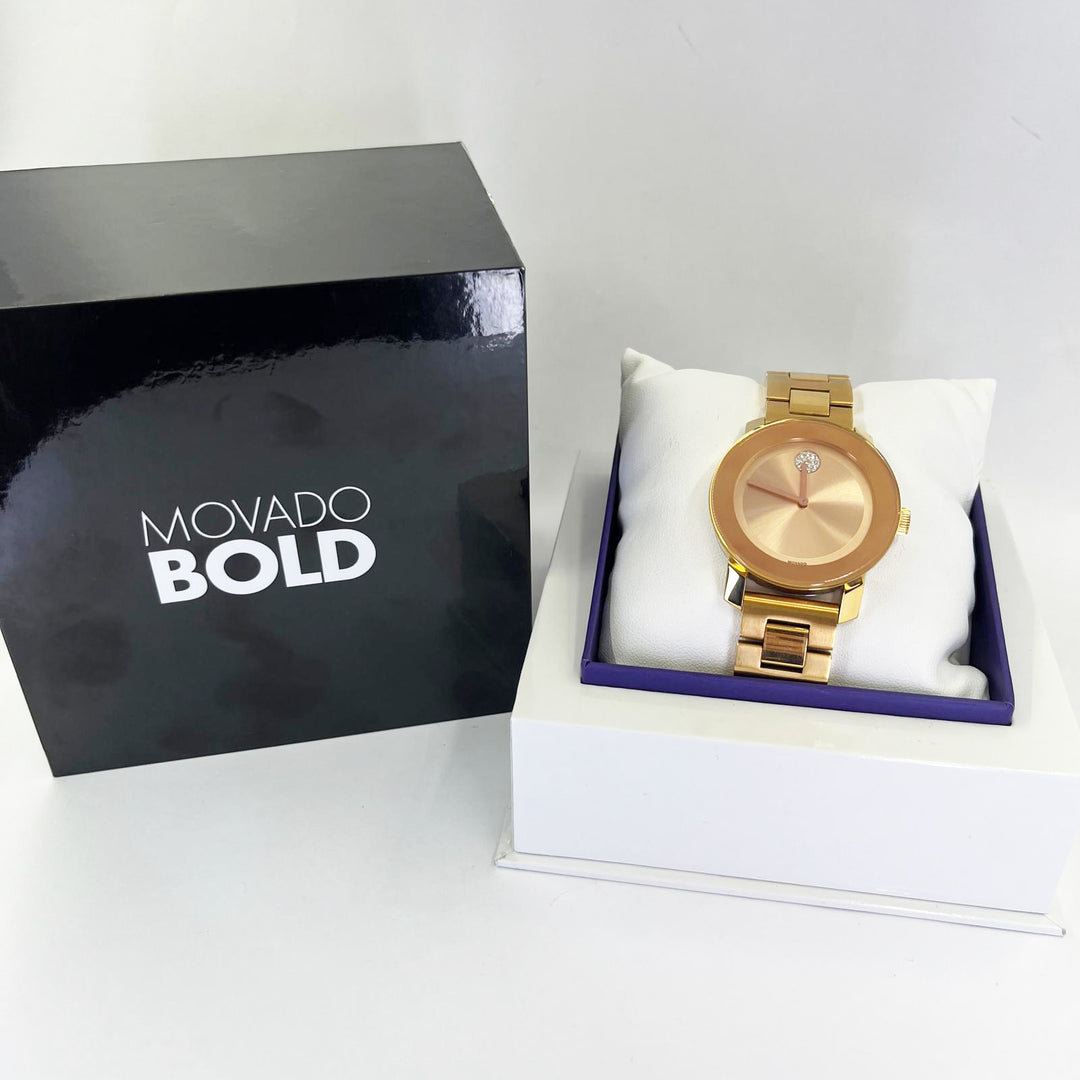 Movado Bold 36mm Rose Tone Quartz Watch