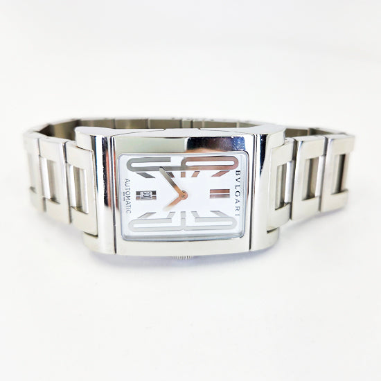 Bulgari Rettangolo Automatic Stainless Steel Watch – White Dial