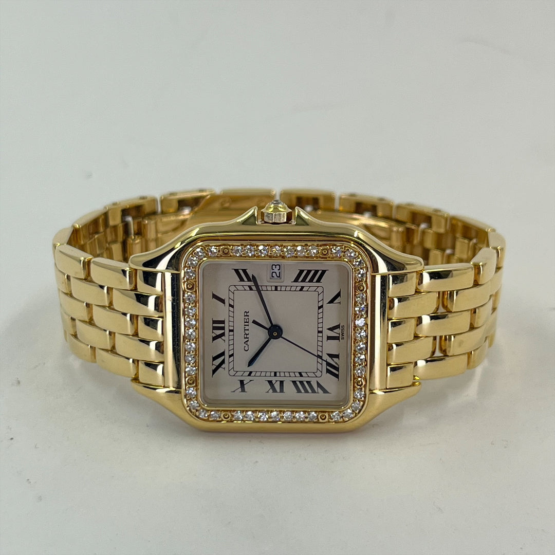 Cartier Panthere 27mm 18K Yellow Gold Diamond Bezel Quartz Watch