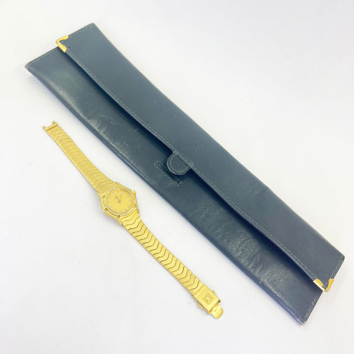 Ebel Wave Mini 18K Yellow Gold Watch with Diamond Markers