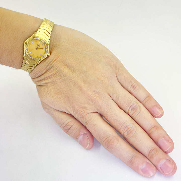 Ebel Wave Mini 18K Yellow Gold Watch with Diamond Markers