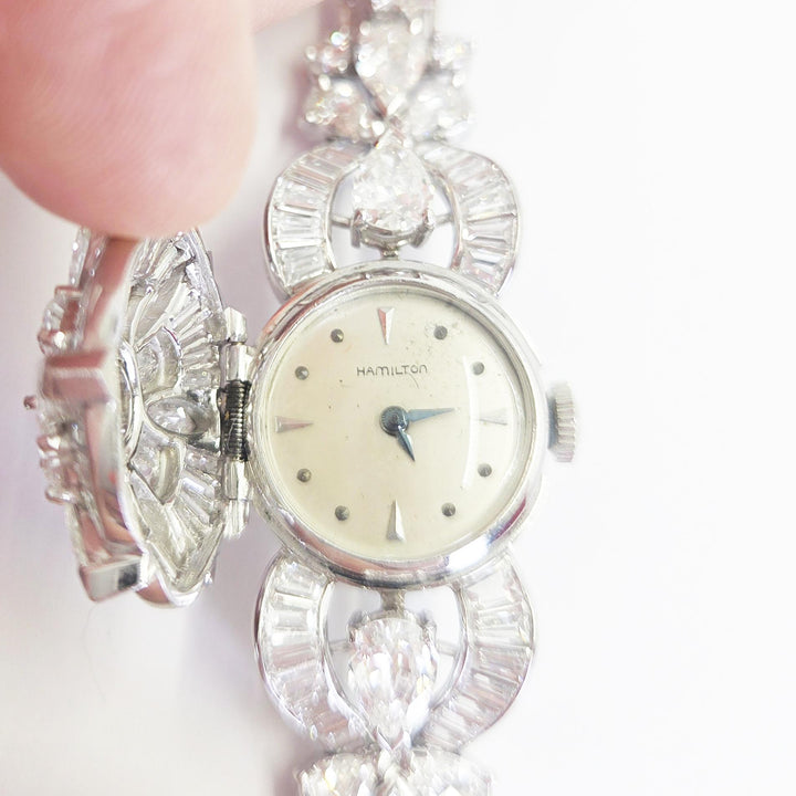 Platinum Hamilton Diamond Manual-Wind Watch 20 Carats