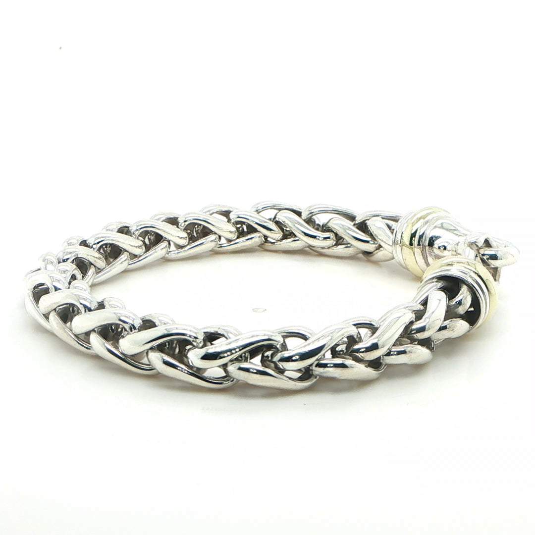 David Yurman Sterling Silver & 14K Gold Link Bracelet
