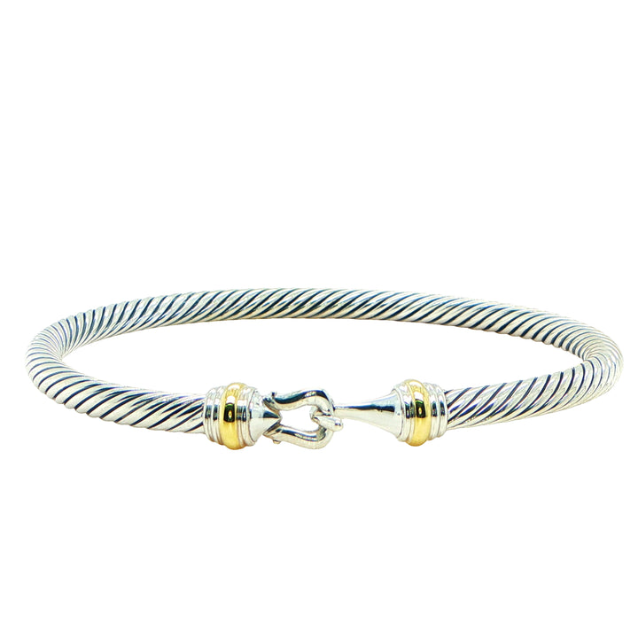 David Yurman Sterling Silver & 18K Gold Buckle Bangle Bracelet
