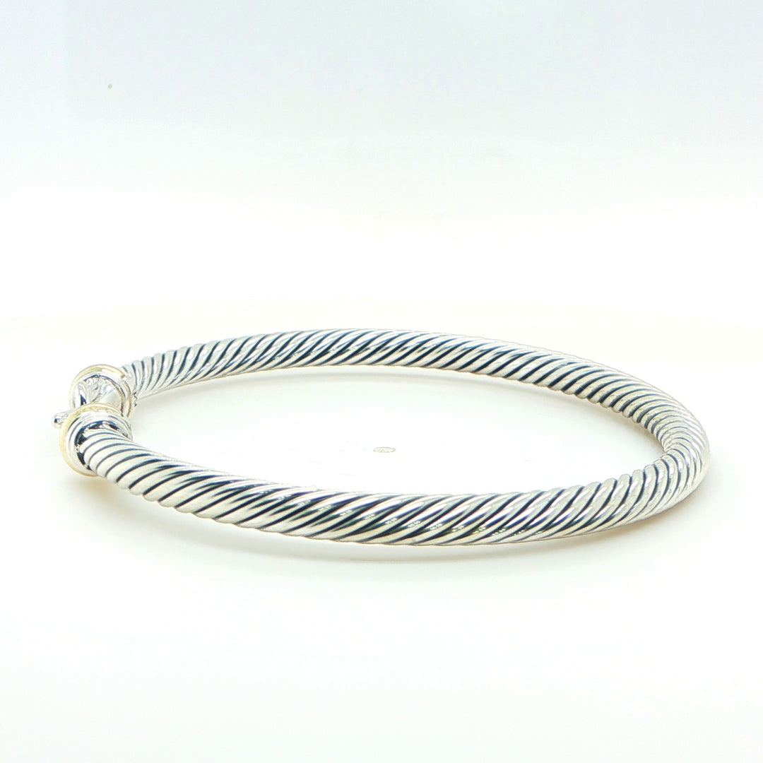 David Yurman Sterling Silver & 18K Gold Buckle Bangle Bracelet