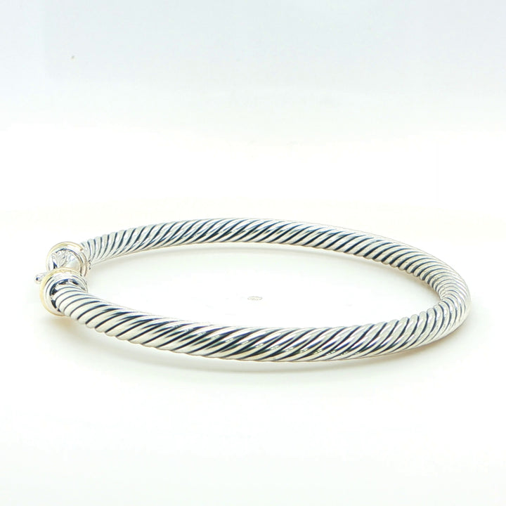 David Yurman Sterling Silver & 18K Gold Buckle Bangle Bracelet