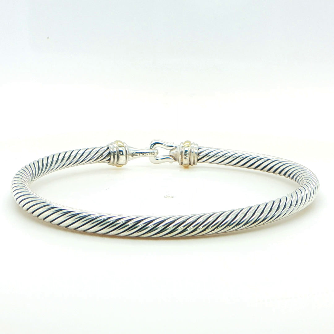 David Yurman Sterling Silver & 18K Gold Buckle Bangle Bracelet