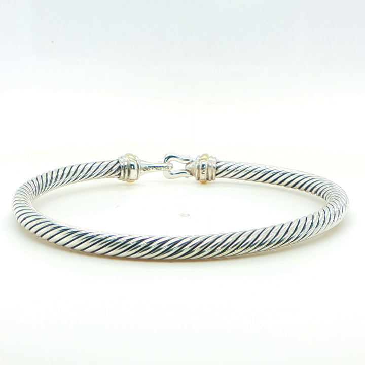 David Yurman Sterling Silver & 18K Gold Buckle Bangle Bracelet