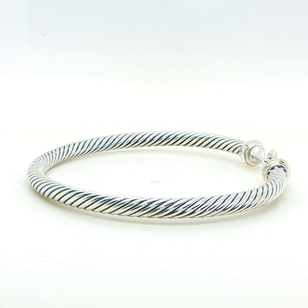 David Yurman Sterling Silver & 18K Gold Buckle Bangle Bracelet