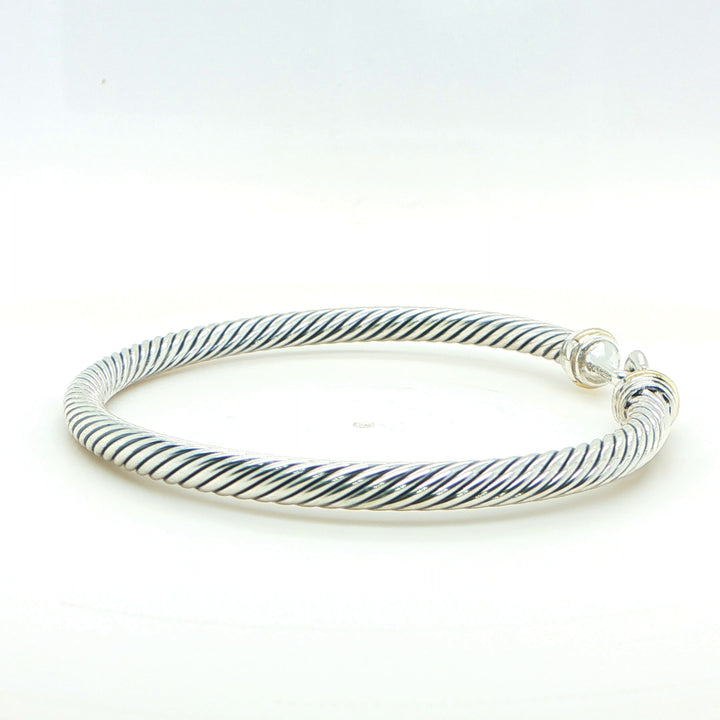 David Yurman Sterling Silver & 18K Gold Buckle Bangle Bracelet