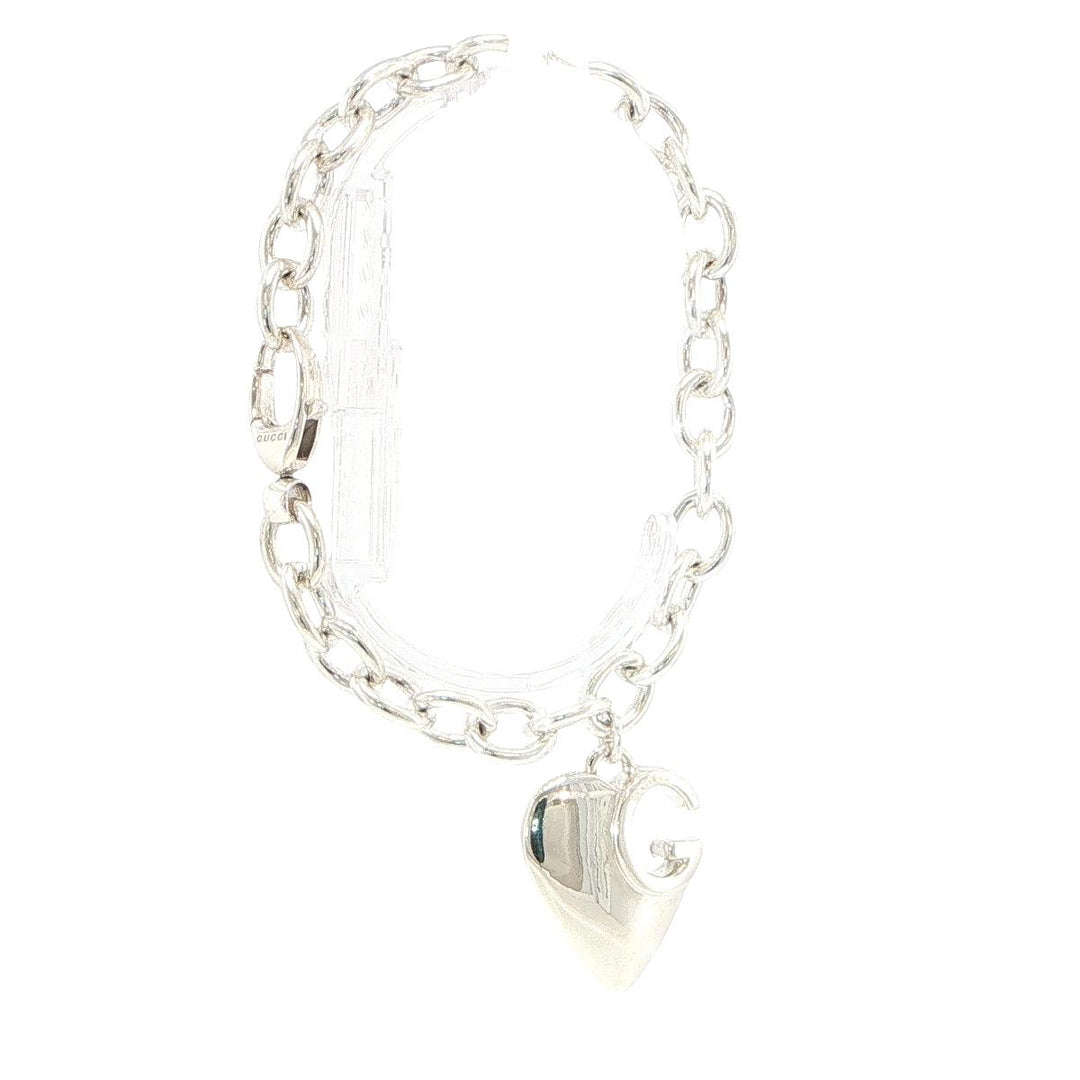 Gucci 925 Sterling Silver Heart Bracelet 8 Inches