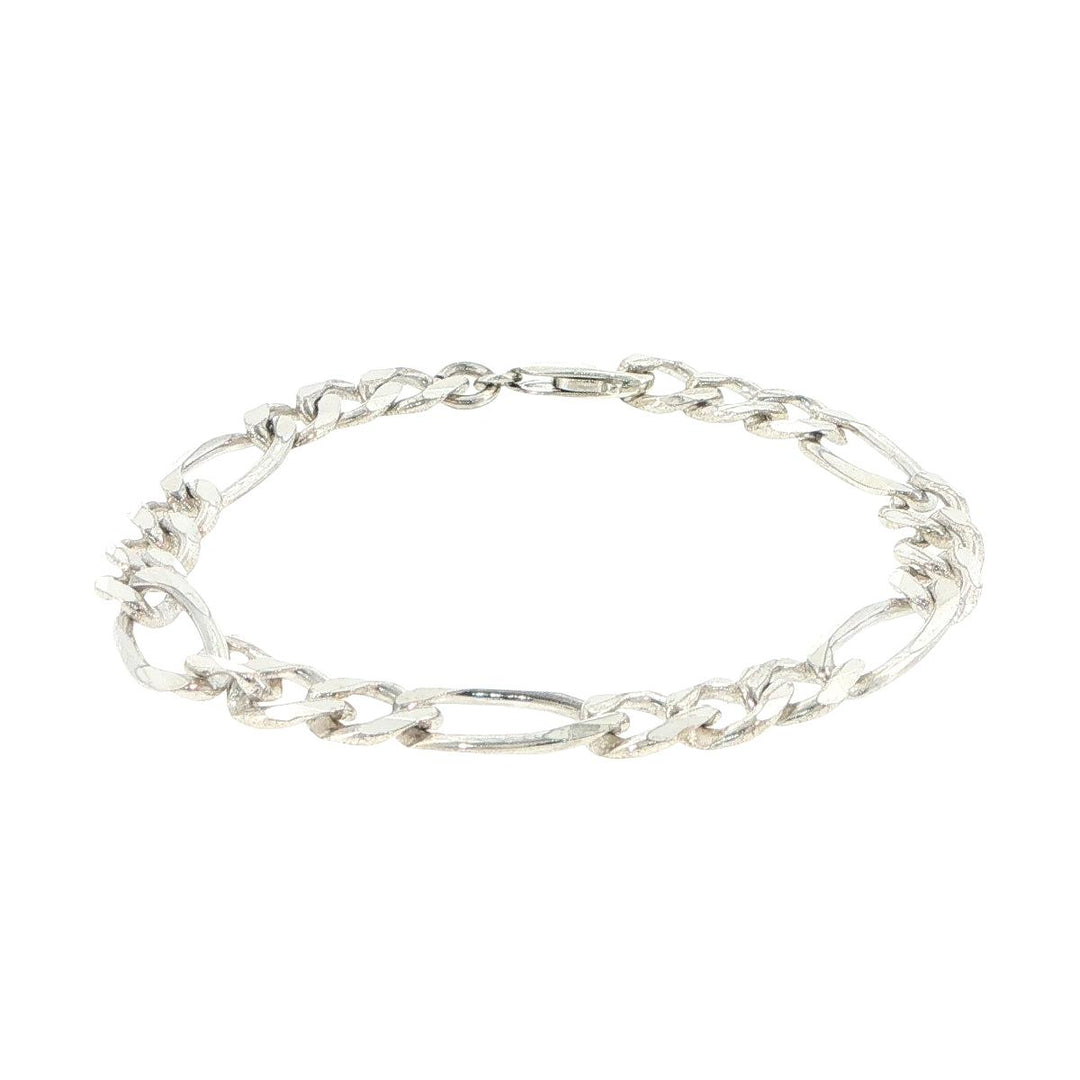 Sterling Silver 7.6mm Figaro Link Bracelet