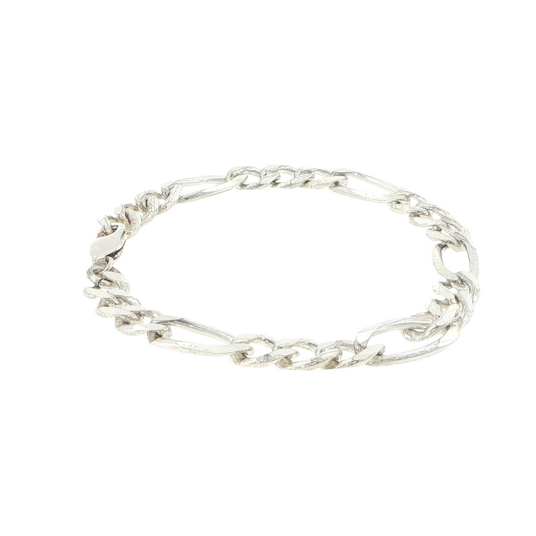 Sterling Silver 7.6mm Figaro Link Bracelet