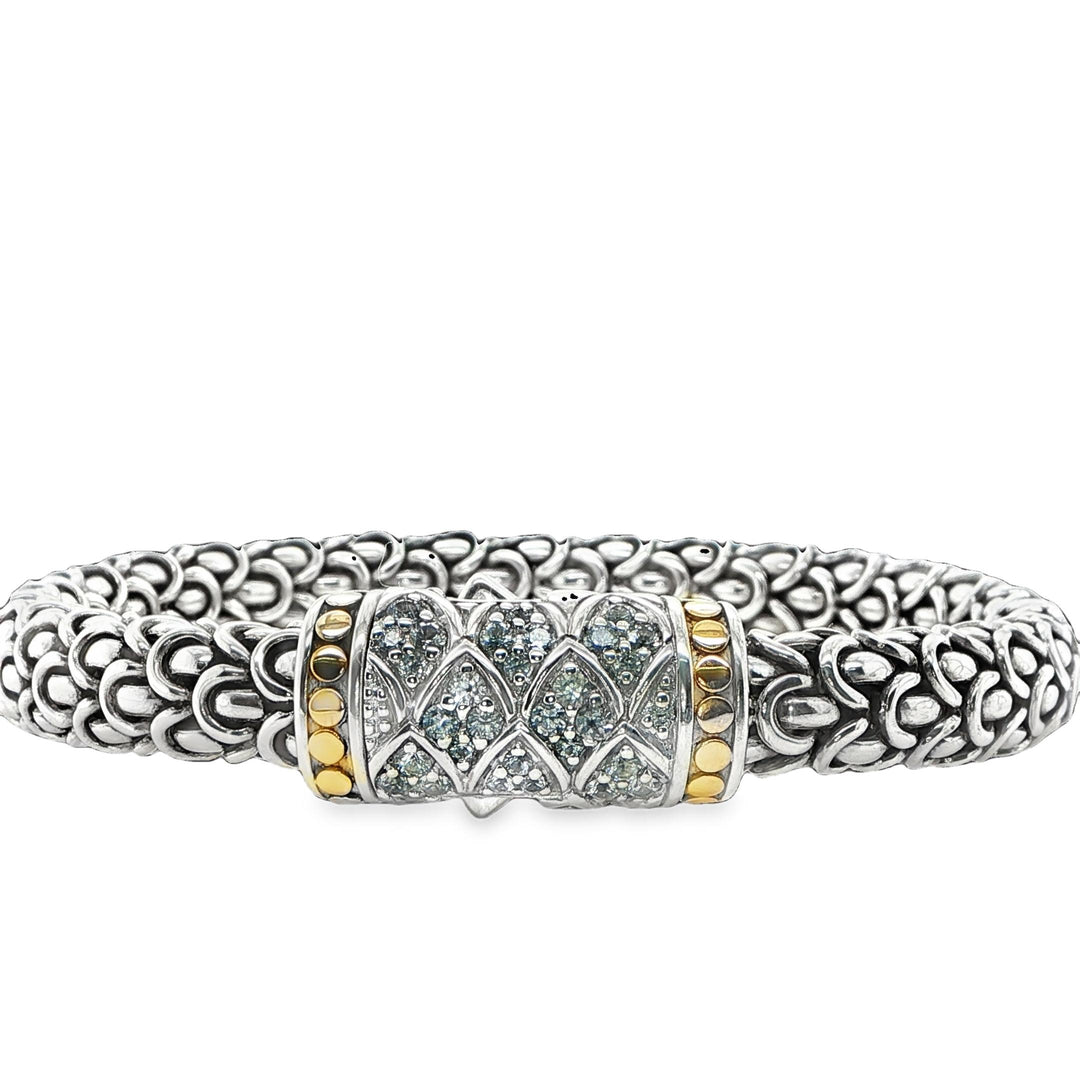 John Hardy 18K Gold & Sterling Silver White Sapphire Bracelet